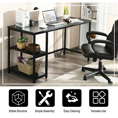 47"/55" Computer Desk Office Study Table Workstation Home With Adjustable Shelf Black-l