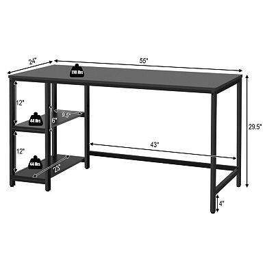 47"/55" Computer Desk Office Study Table Workstation Home With Adjustable Shelf Black-l