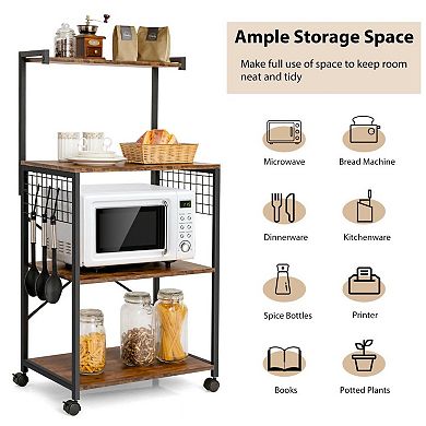 4-tier Kitchen Baker's Rack On Wheels