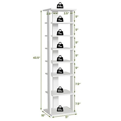 7-tier Slim Wooden Vertical Shoe Rack For Entryway