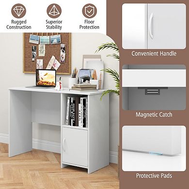 Modern Computer Desk With Cabinet-white