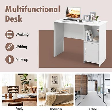 Modern Computer Desk With Cabinet-white