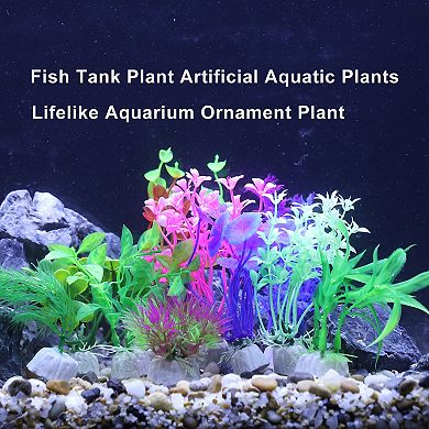 10 Pcs Aquarium Plastic Plants Artificial Aquatic Plants For Landspace Plant Ornaments Multicolor