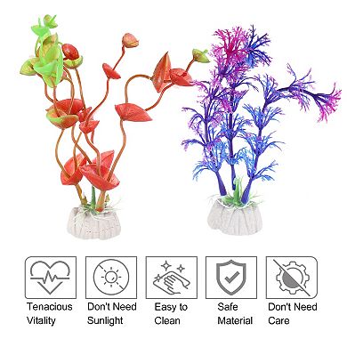 10 Pcs Aquarium Plastic Plants Artificial Aquatic Plants For Landspace Plant Ornaments Multicolor