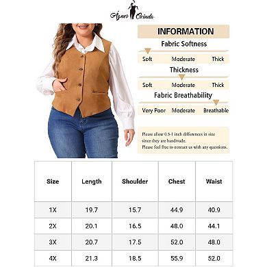 Plus Size Vests For Women Fully Lined 4 Button V-neck Business Dressy Tuxedo Suit Vest Waistcoat