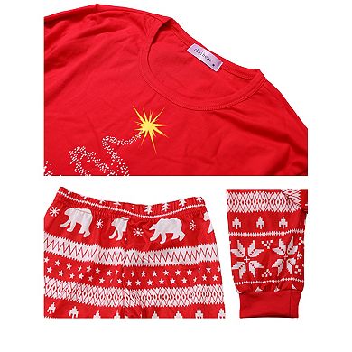 Kid's Christmas Pajamas Set Kid's Christmas Tree Long Sleeve Tee And Plaid Pants Loungewear