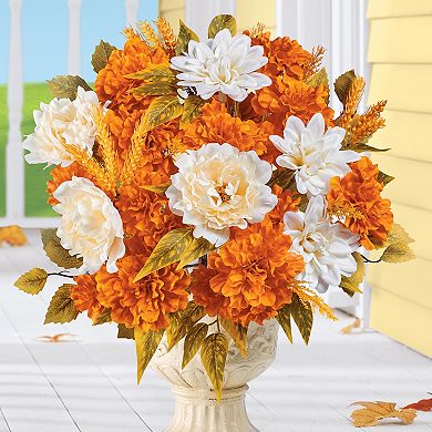 Collections Etc Artificial Floral Harvest Mums Bush Stakes - Set Of 3