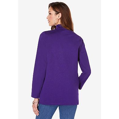 Roaman's Women's Plus Size Long-Sleeve Mockneck Ultimate Tee