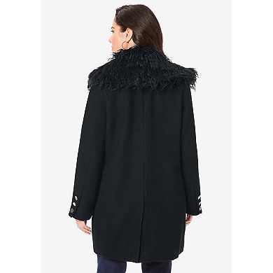 Roaman's Women's Plus Size Short Wool-blend Coat