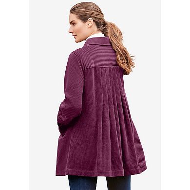 Woman Within Women's Plus Size Pleat-back Corduroy Jacket