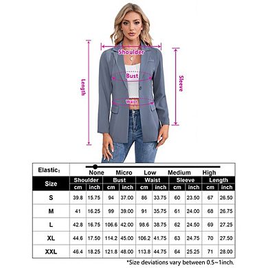 Blazer For Women Long Sleeve Open Front Casual Single Breasted Office Blazer With Pockets