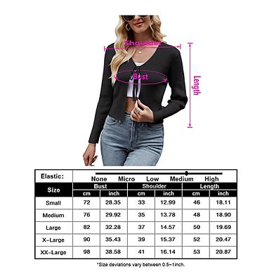 Womens Tie Front Sweater Cardigan Long Sleeve Rib Knit Shrug For Dress Sweaters Crop Tops Soft