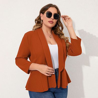 Women Plus Size Casual Blazer Open Front Long Sleeve Work Office Cardigan Jackets