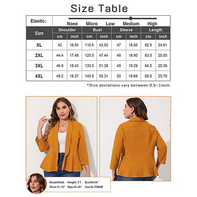 Women Plus Size Casual Blazer Open Front Long Sleeve Work Office Cardigan Jackets