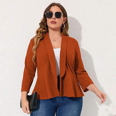 Women Plus Size Casual Blazer Open Front Long Sleeve Work Office Cardigan Jackets