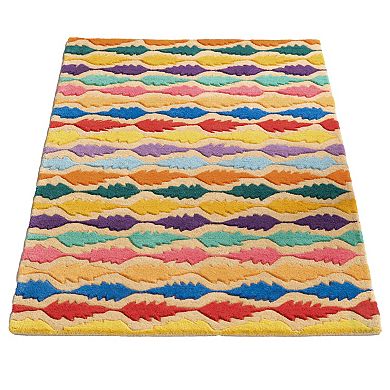 Handtufted Multicolored Leaf Design 100% Wool Area Rug