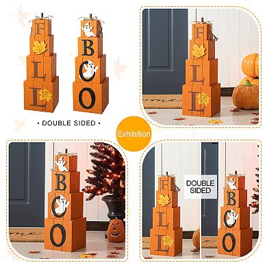 Glitzhome 25.5"h Halloween/fall Wood Reversible Boxed Porch Decor