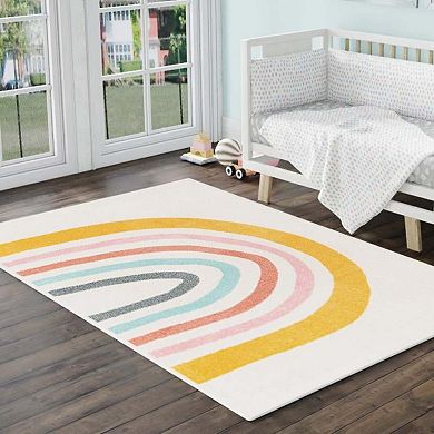 Unique Loom Rainbow Whimsy Kids Throw or Area Rug