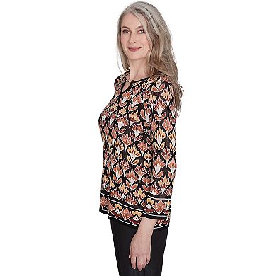 Petite Alfred Dunner Cozy Beaded Split Neck Top