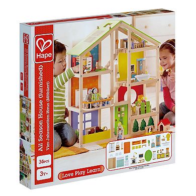 Hape All Seasons Wooden Dollhouse Playset