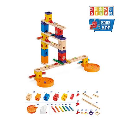 Hape Quadrilla Wooden Marble Run Construction Playset