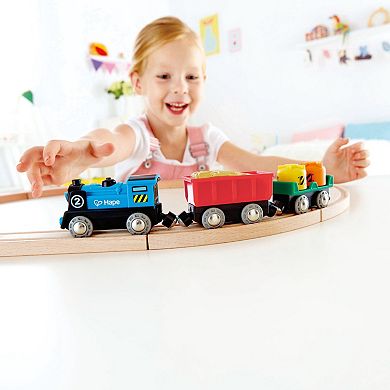 Hape Battery Powered Rolling-Stock Set Wooden Train Play Set 