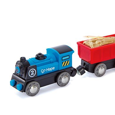 Hape Battery Powered Rolling-Stock Set Wooden Train Play Set 