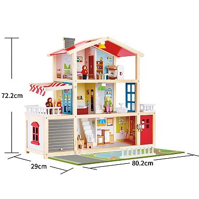 Hape Doll Family Mansion Wooden Dollhouse Play Set