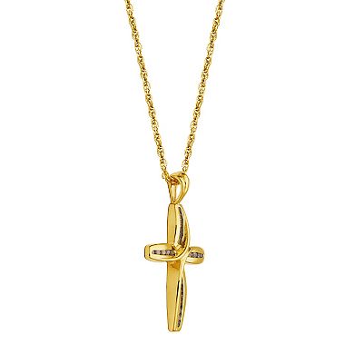 18k Gold-Over-Silver 1/4-ct. T.W. Diamond Cross Pendant