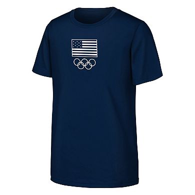 Youth  Navy Team USA Minions Flag & Rings T-Shirt