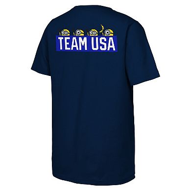 Youth  Navy Team USA Minions Flag & Rings T-Shirt