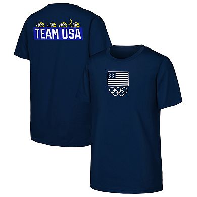 Youth  Navy Team USA Minions Flag & Rings T-Shirt