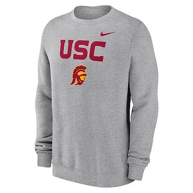 Men's Nike Heather Gray USC Trojans Primetime Primary Stack Pullover Sweatshirt