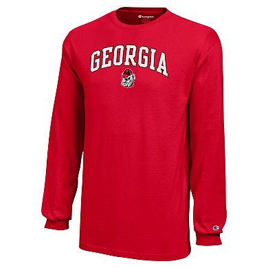 Youth Champion Red Georgia Bulldogs Arch Over Logo Long Sleeve T-Shirt