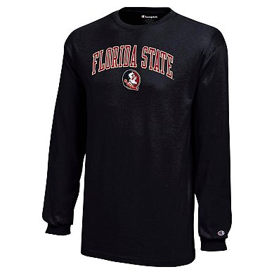 Youth Champion Black Florida State Seminoles Arch Over Logo Long Sleeve T-Shirt