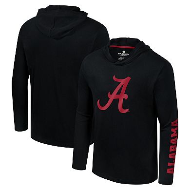 Men's Colosseum Black Alabama Crimson Tide Logo Lockup Active Blend Long Sleeve  T-Shirt Hoodie