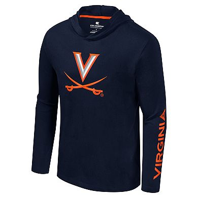 Men's Colosseum Navy Virginia Cavaliers Logo Lockup Active Blend Long Sleeve  T-Shirt Hoodie