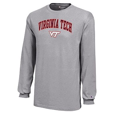 Youth Champion Gray Virginia Tech Hokies Arch Over Logo Long Sleeve T-Shirt