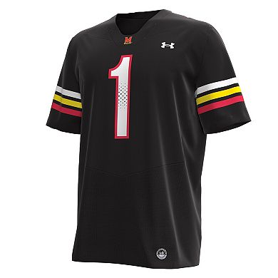 Men's Under Armour #1 Black Maryland Terrapins Replica Football Jersey