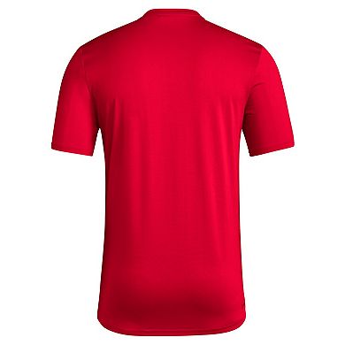 Men's adidas Red Louisville Cardinals Locker Football Pre-Game AEROREADY T-Shirt