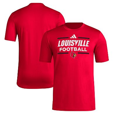 Men's adidas Red Louisville Cardinals Locker Football Pre-Game AEROREADY T-Shirt