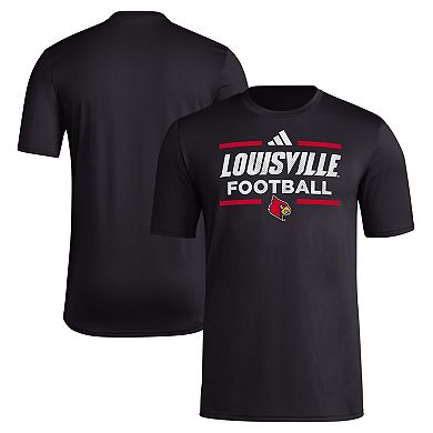 Men's adidas Black Louisville Cardinals Locker Football Pre-Game AEROREADY T-Shirt