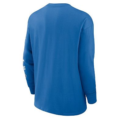 Men's Nike Blue Detroit Lions Rewind Heavy Max 90 Pocket Long Sleeve T-Shirt