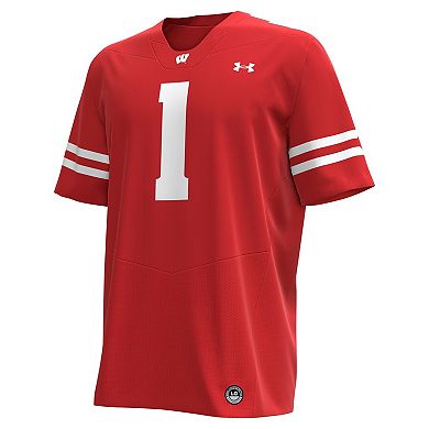 Men's Under Armour #1 Red Wisconsin Badgers Replica Football Jersey