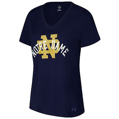 Women's Under Armour Navy Notre Dame Fighting Irish Logo V-Neck T-Shirt