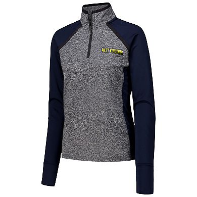 Women's Navy West Virginia Mountaineers Finalist Raglan Quarter-Zip Jacket