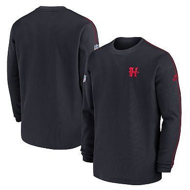 Men's Nike Navy Houston Texans Alternate Logo Coach Long Sleeve T-Shirt