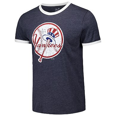 Men's Majestic Threads Navy New York Yankees Ringer Tri-Blend T-Shirt