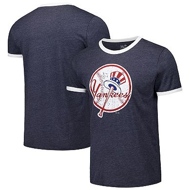 Men's Majestic Threads Navy New York Yankees Ringer Tri-Blend T-Shirt