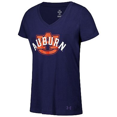 Women's Under Armour Navy Auburn Tigers Logo V-Neck T-Shirt